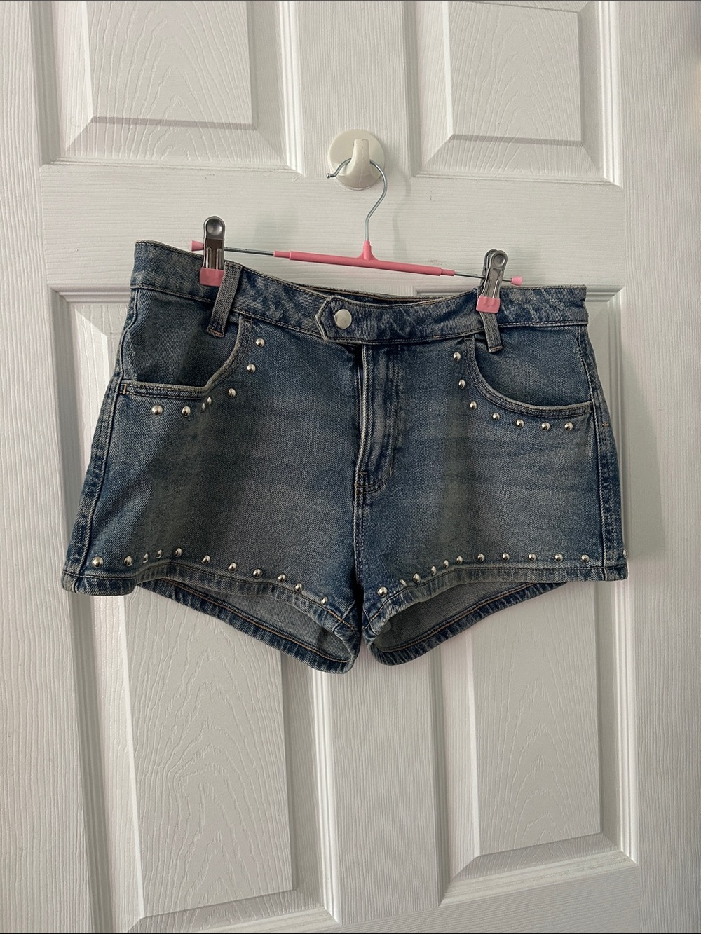 BCBGeneration Dark Blue Studded Denim Shorts